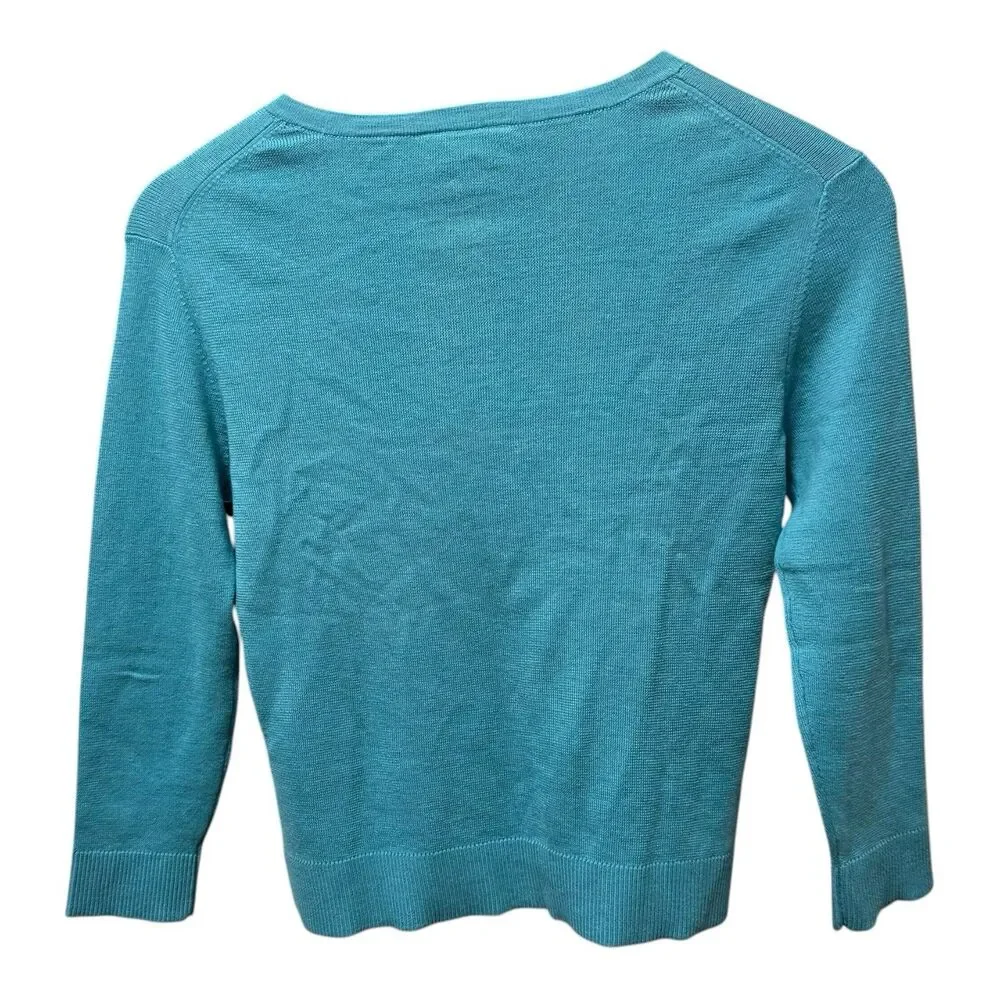Ann Taylor Sweater‎ Womens Petite Extra Small Blue Teal Cardigan Twee - Picture 5 of 5